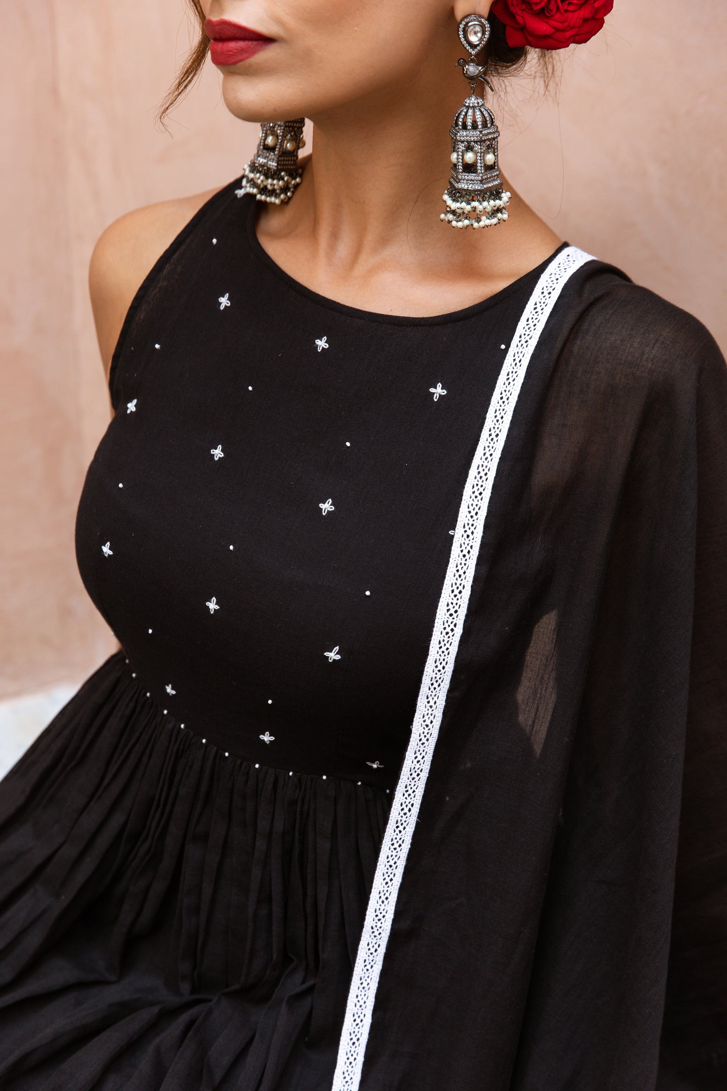Alter Neck Anarkali Black