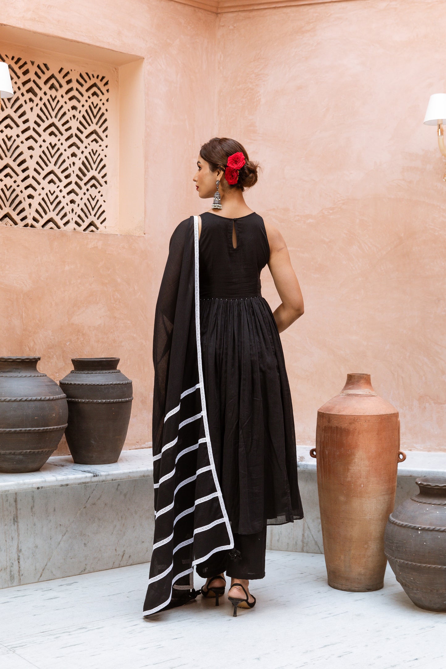 Alter Neck Anarkali Black