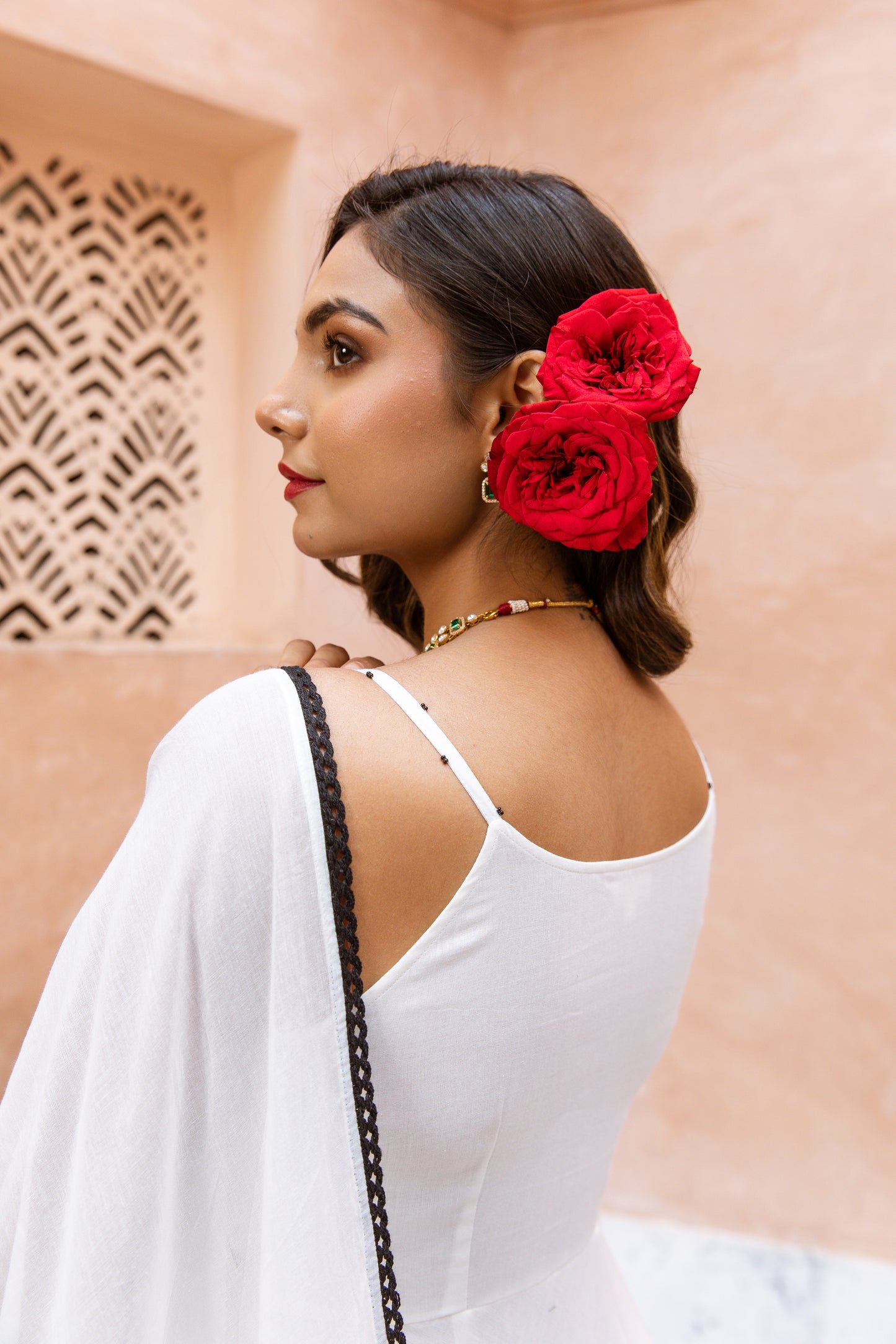 Thin Strap Anarkali White