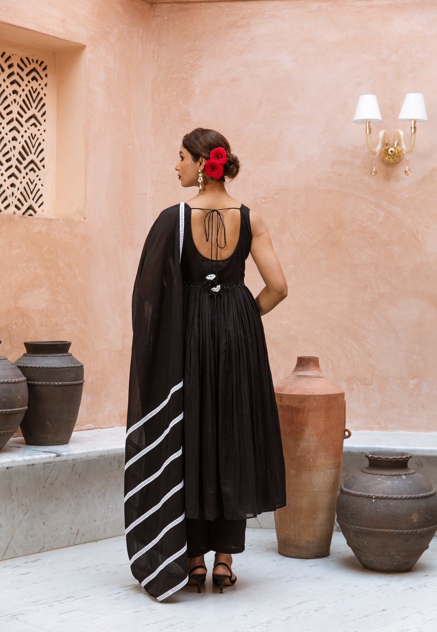 Scoop Neck Anarkali Black