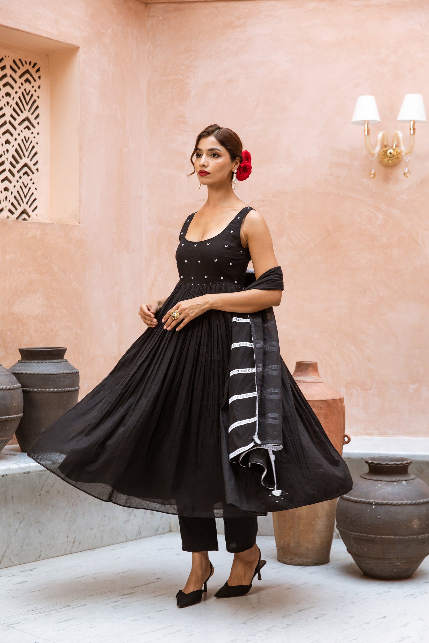 Scoop Neck Anarkali Black