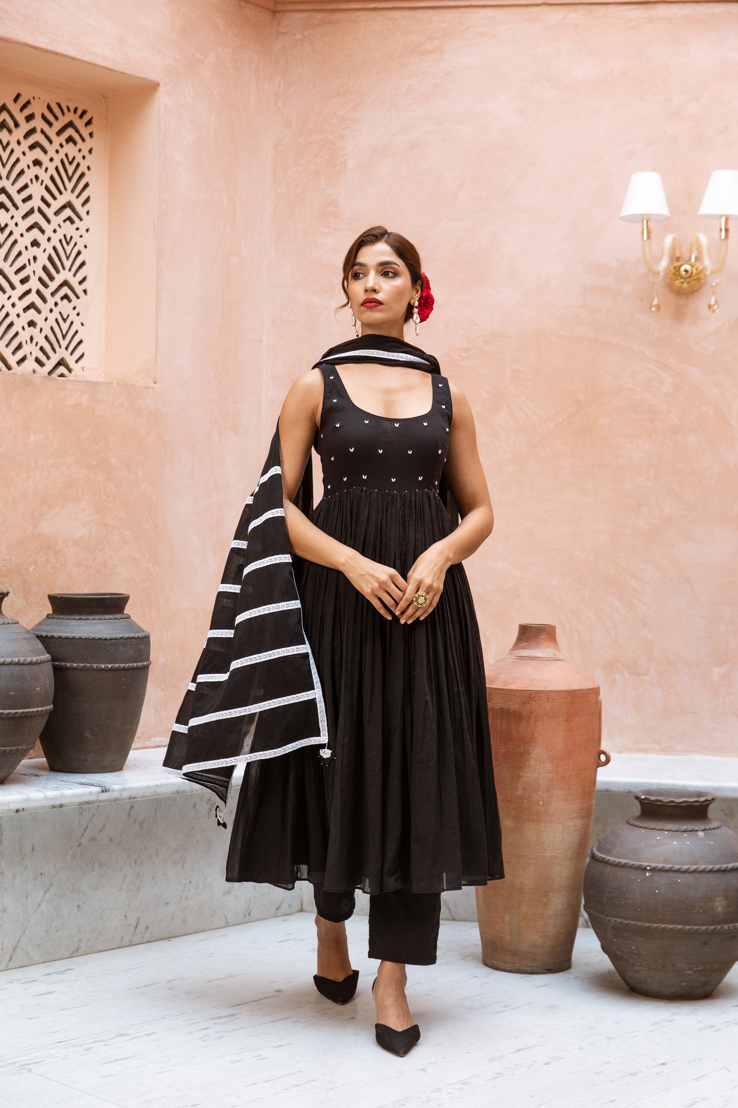 Scoop Neck Anarkali Black