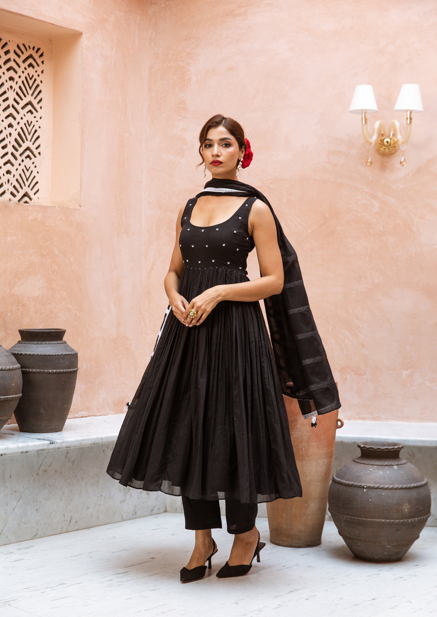 Scoop Neck Anarkali Black