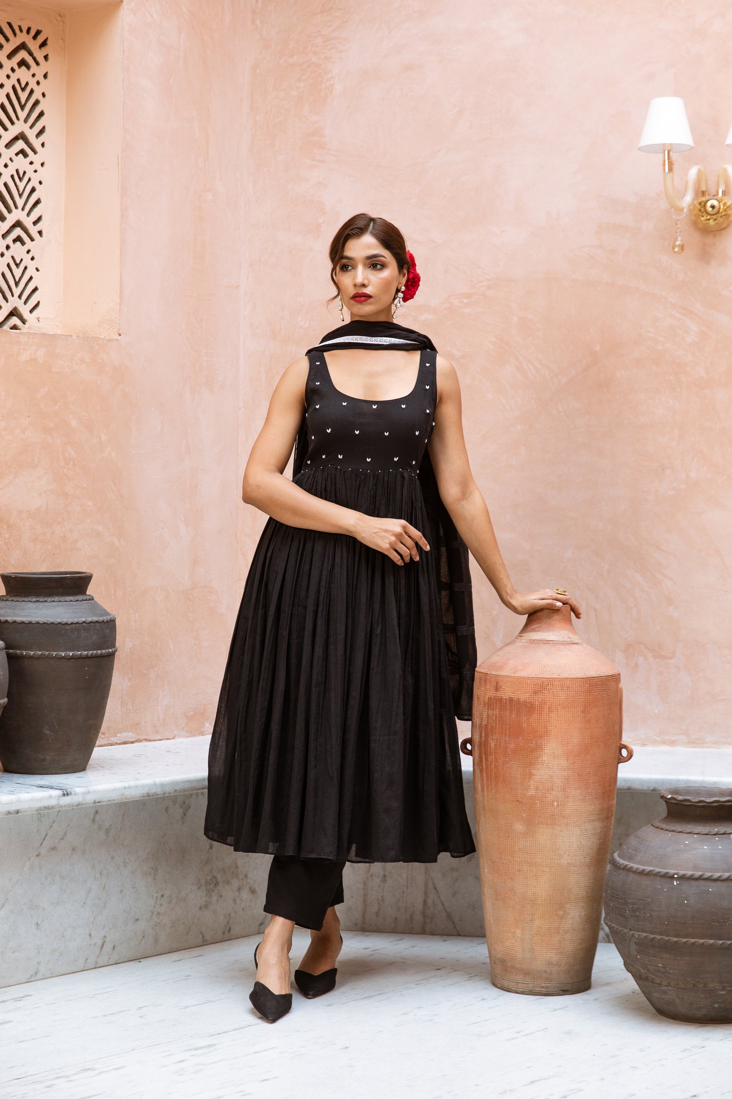 Scoop Neck Anarkali Black