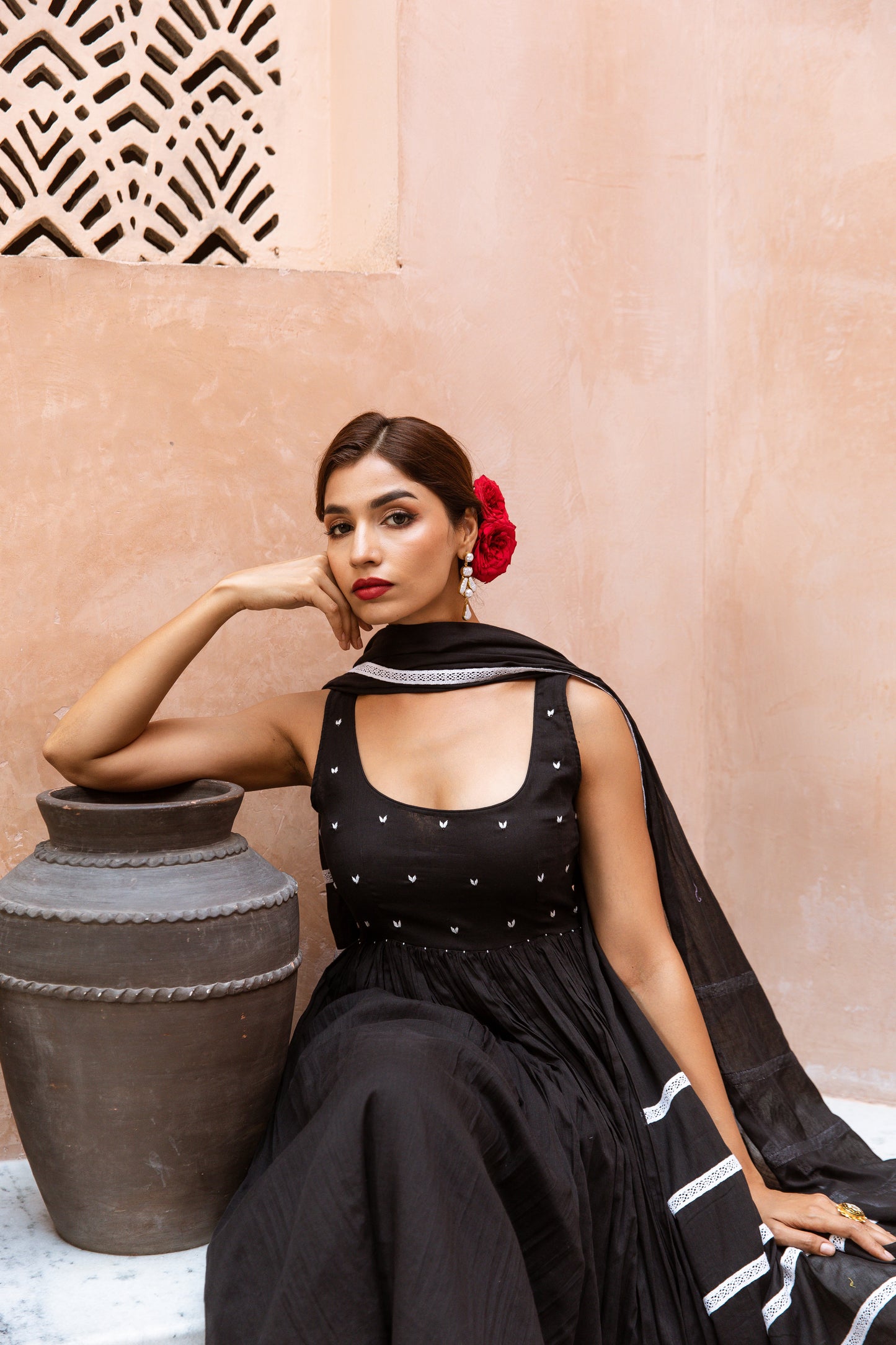 Scoop Neck Anarkali Black