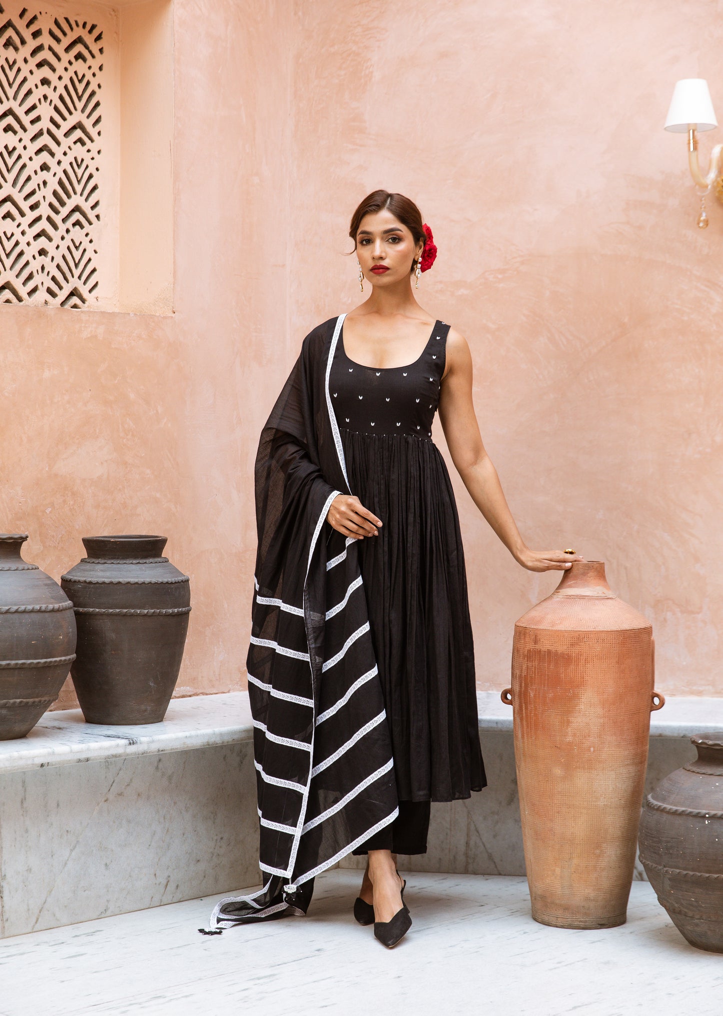 Scoop Neck Anarkali Black