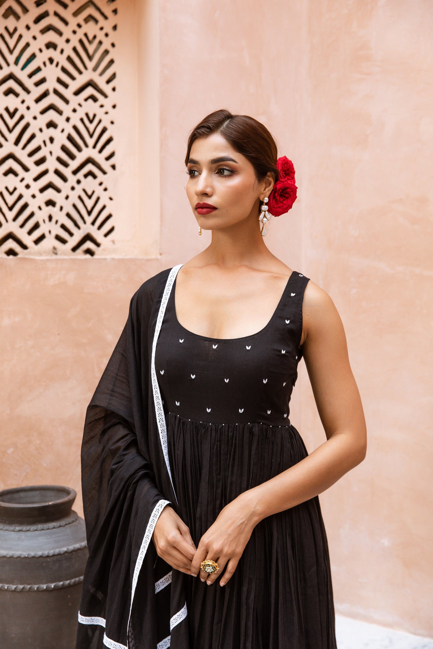 Scoop Neck Anarkali Black
