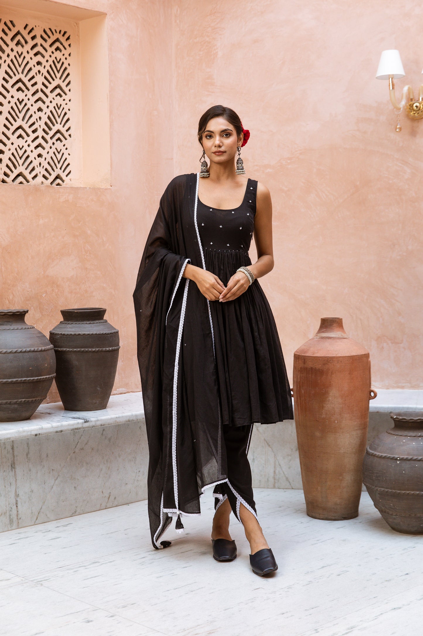 Scoop Neck Dhoti Black