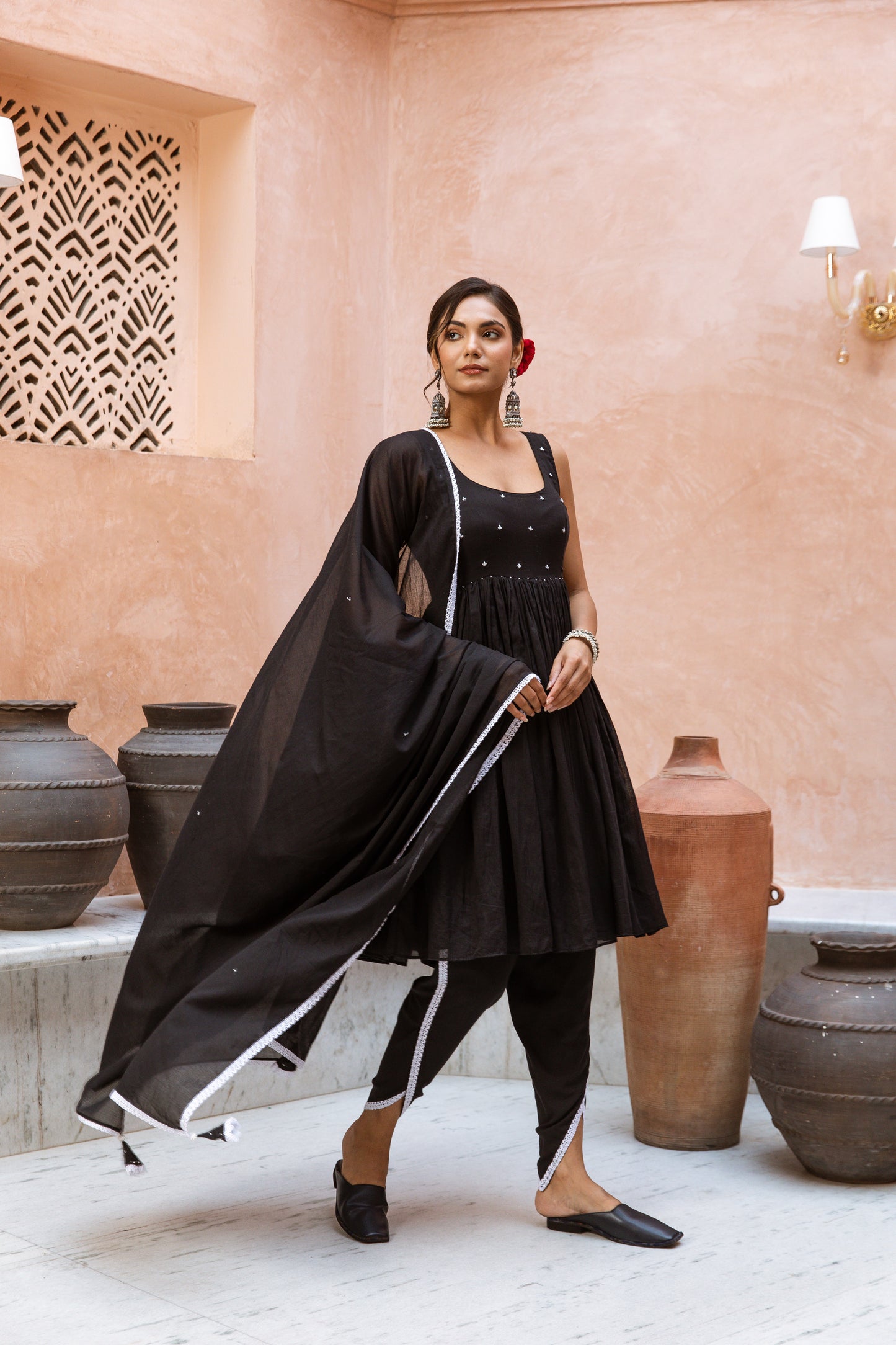Scoop Neck Dhoti Black
