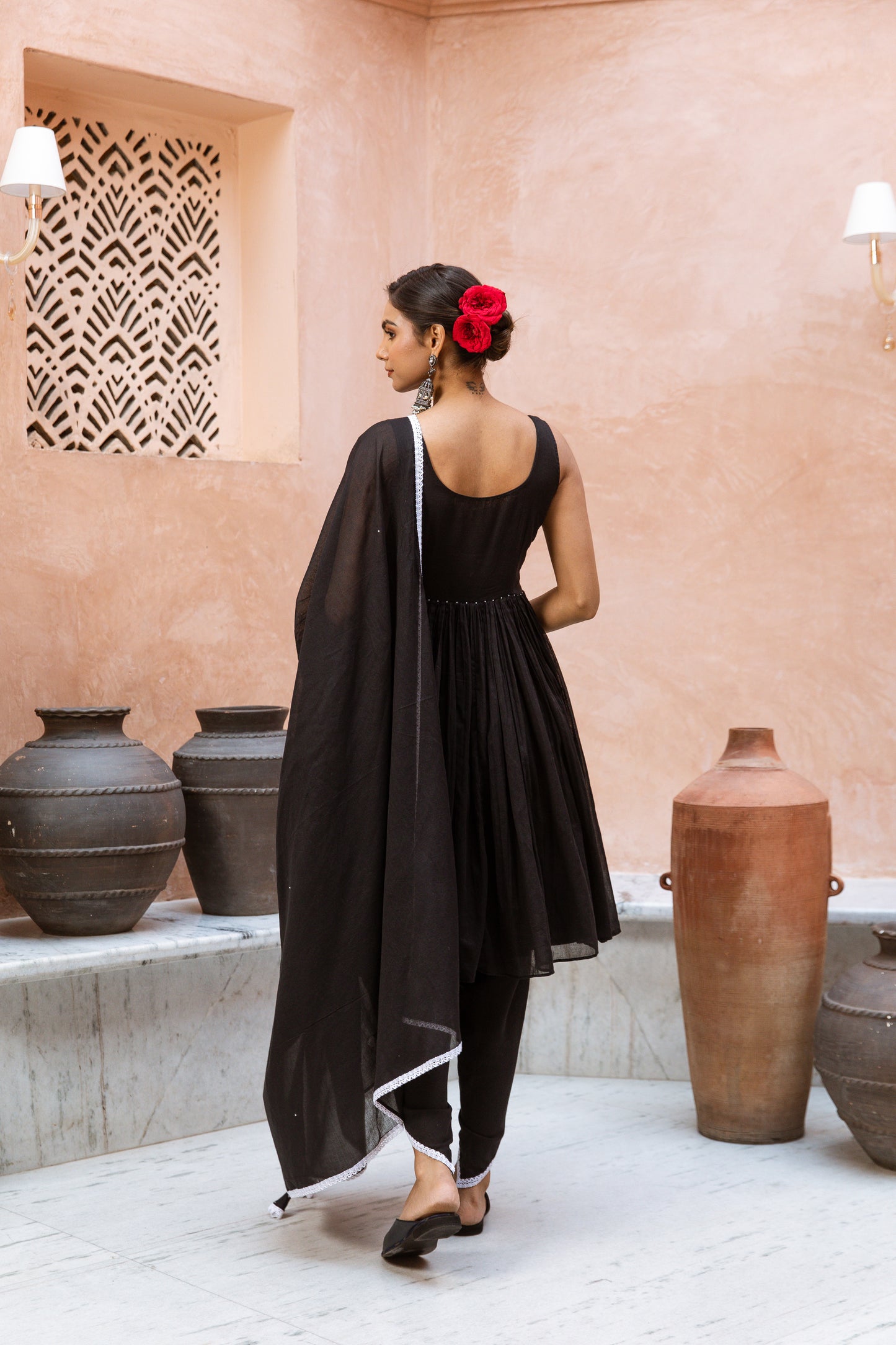 Scoop Neck Dhoti Black