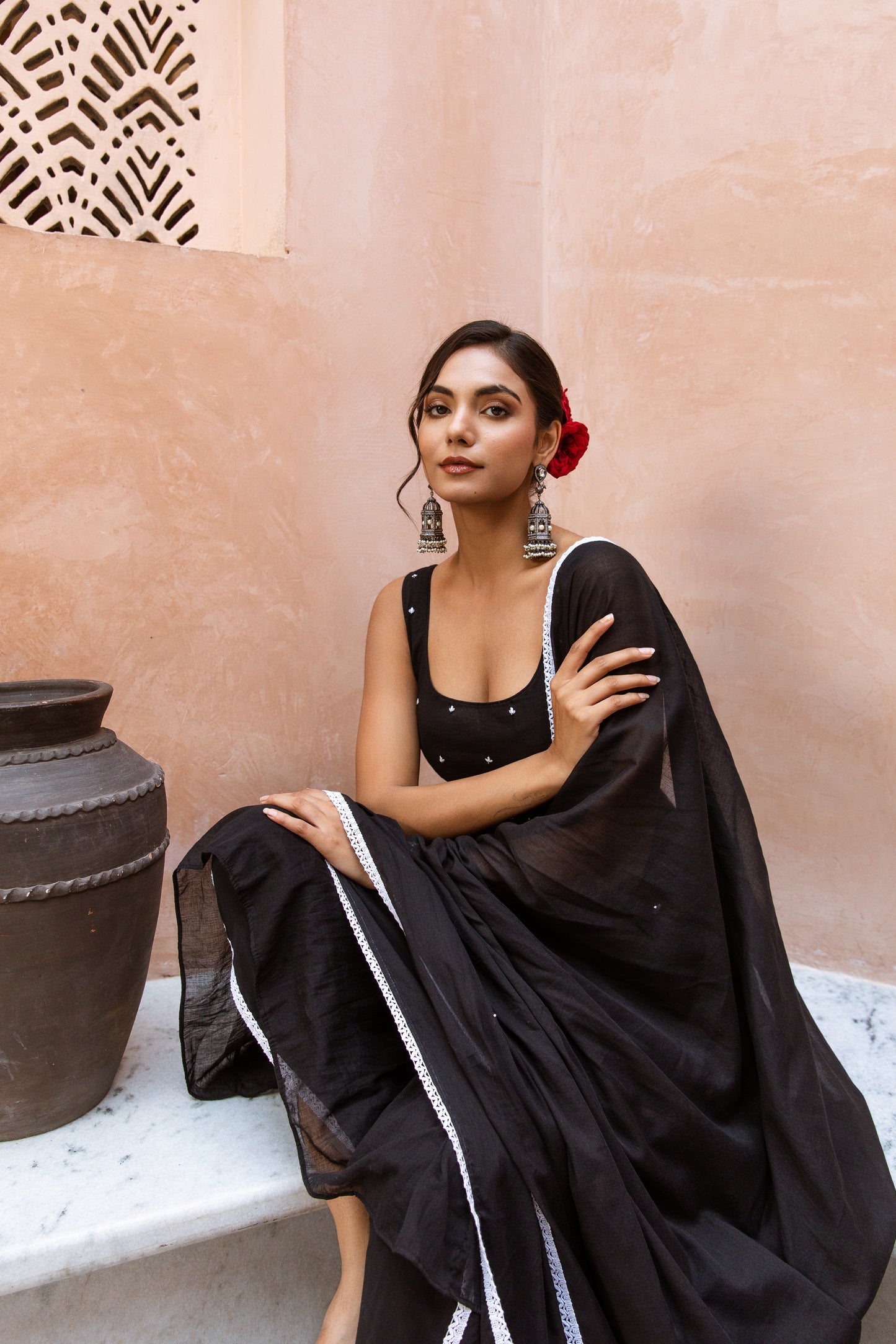 Scoop Neck Dhoti Black