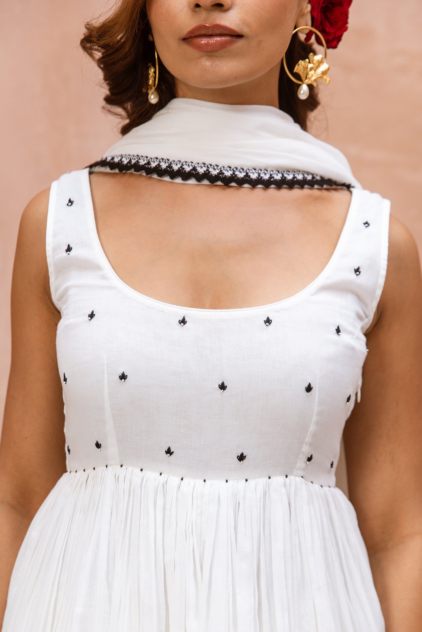 Scoop Neck Dhoti White
