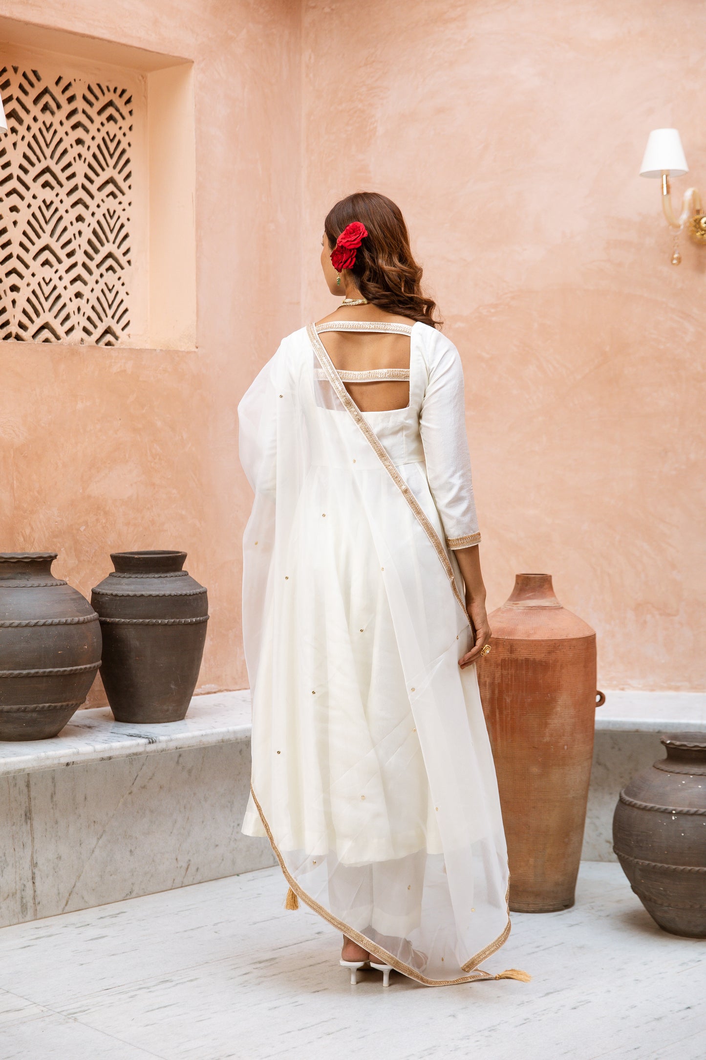 Anarkali Sleeved White