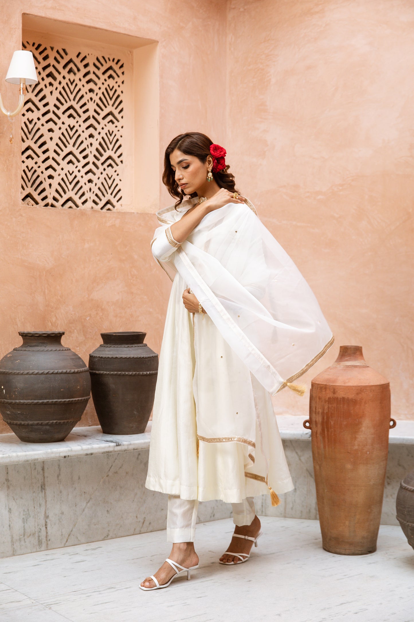 Anarkali Sleeved White