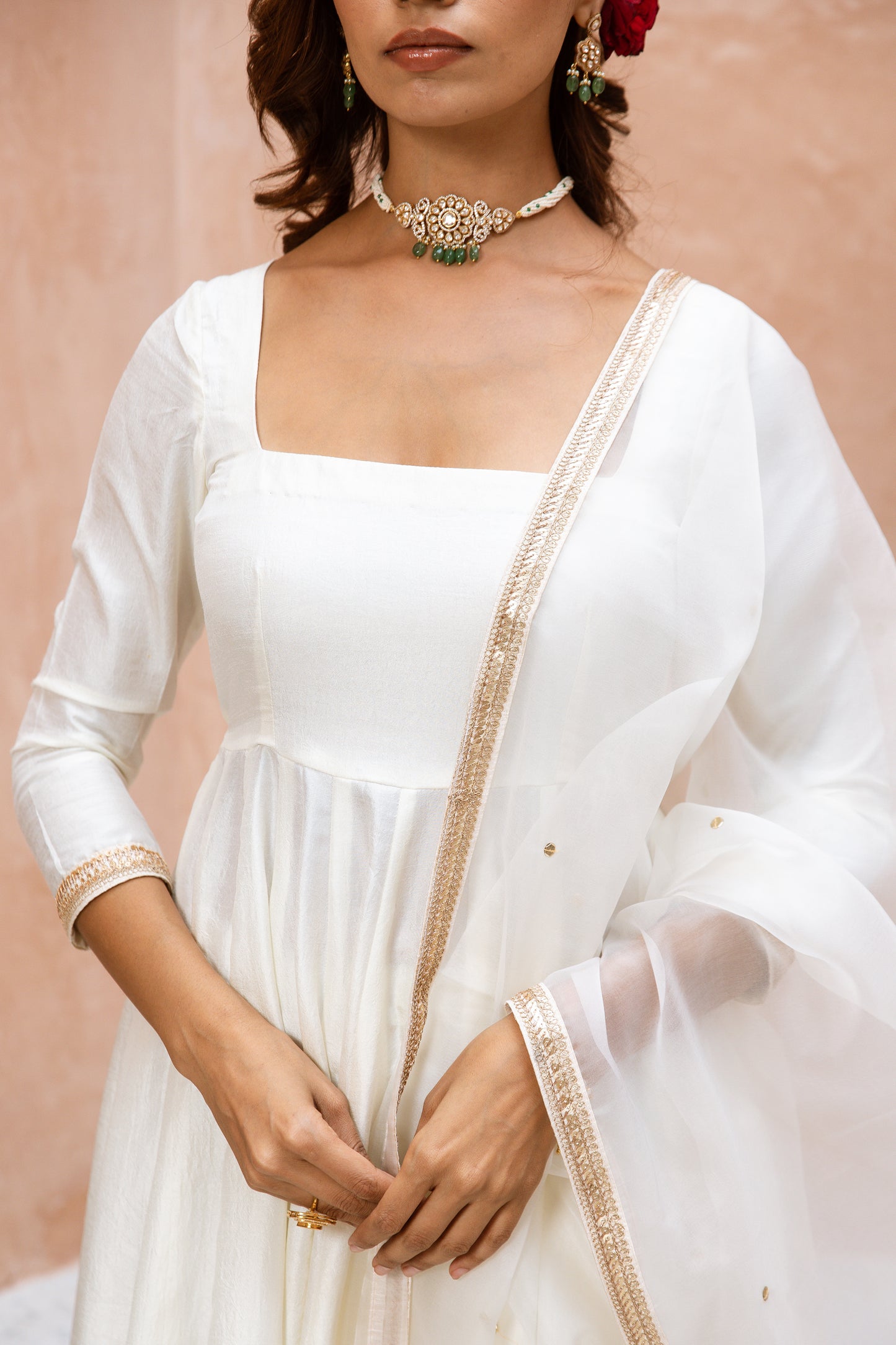 Anarkali Sleeved White