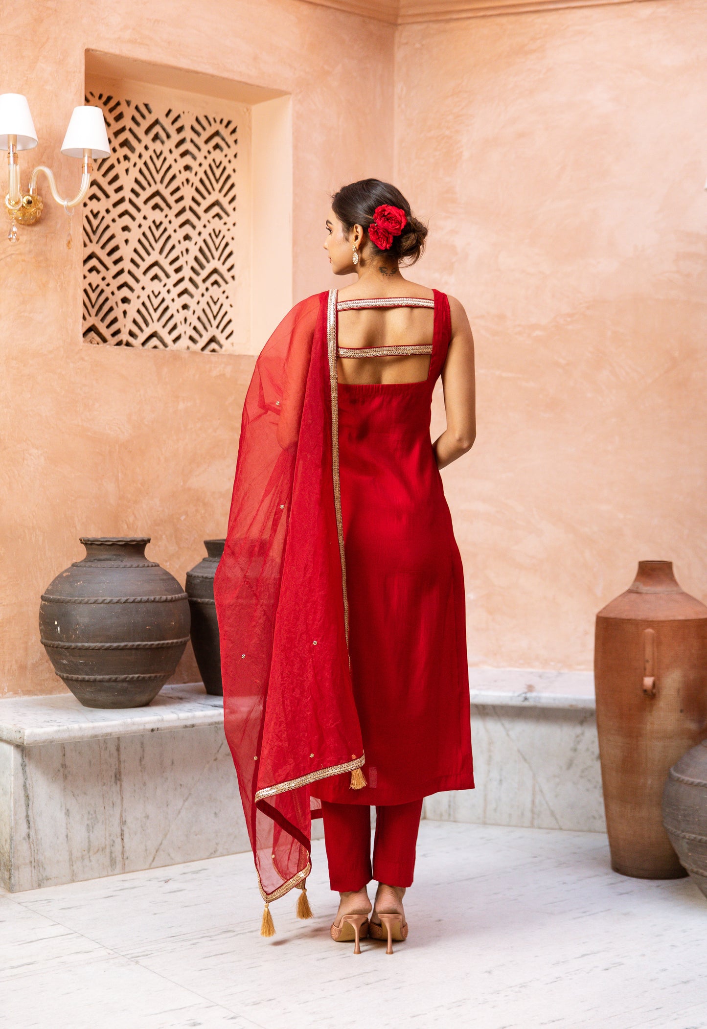 Straight Cut Sleeveless Red