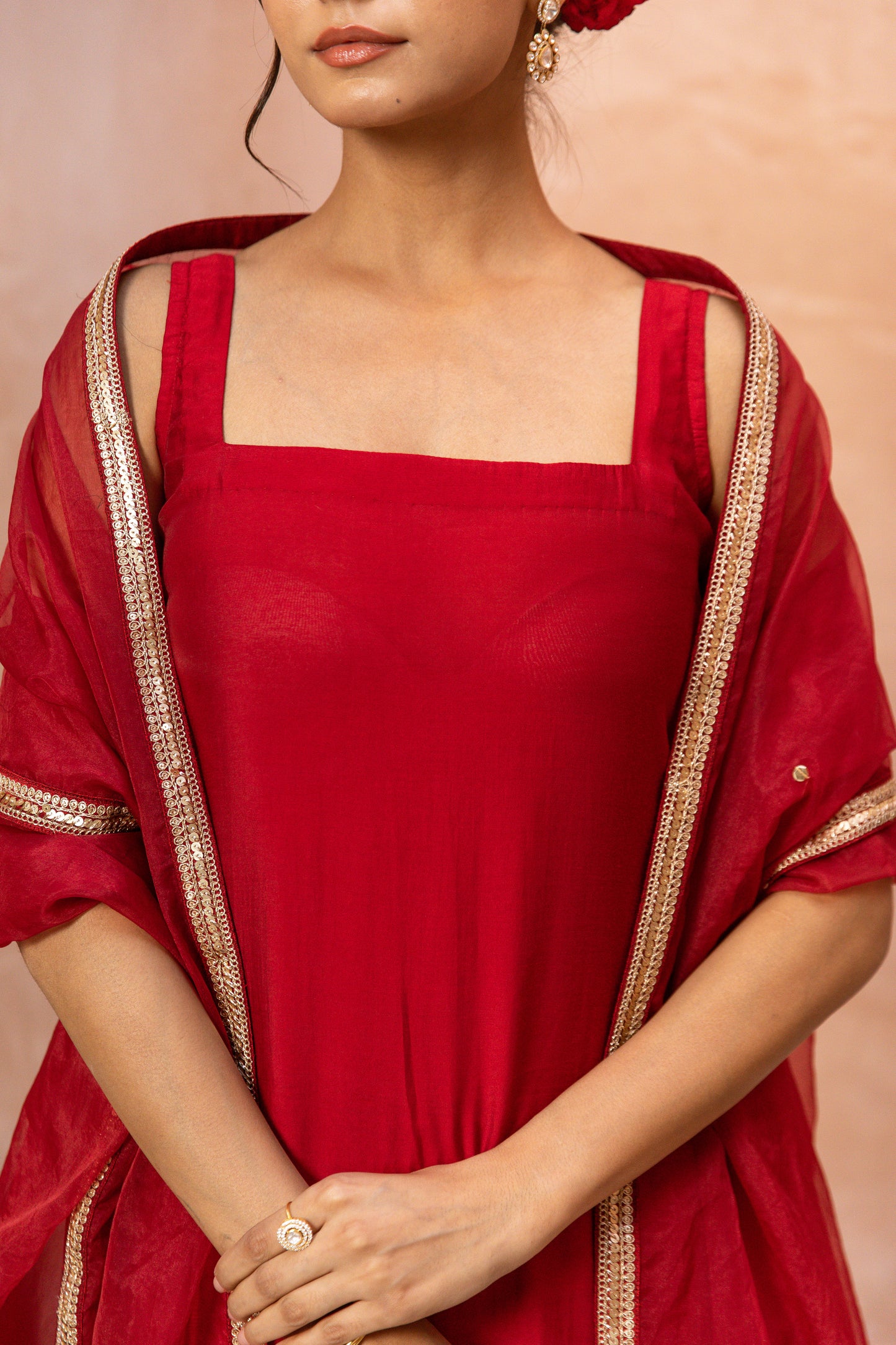 Straight Cut Sleeveless Red