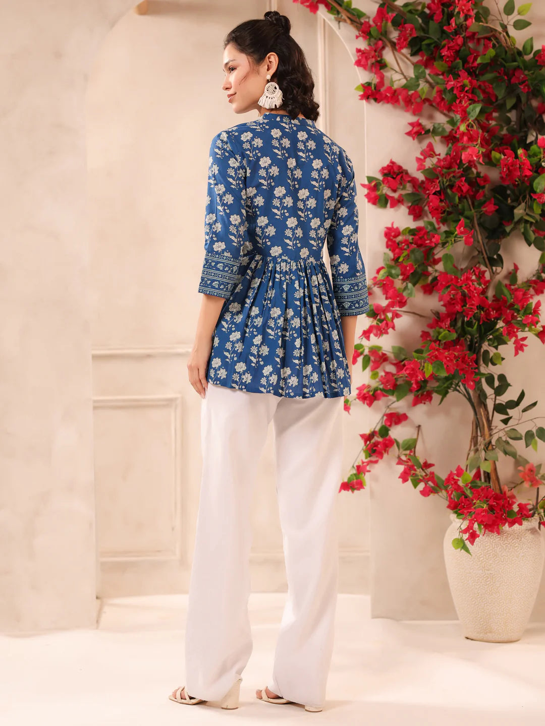 Blue Printed Cotton Top