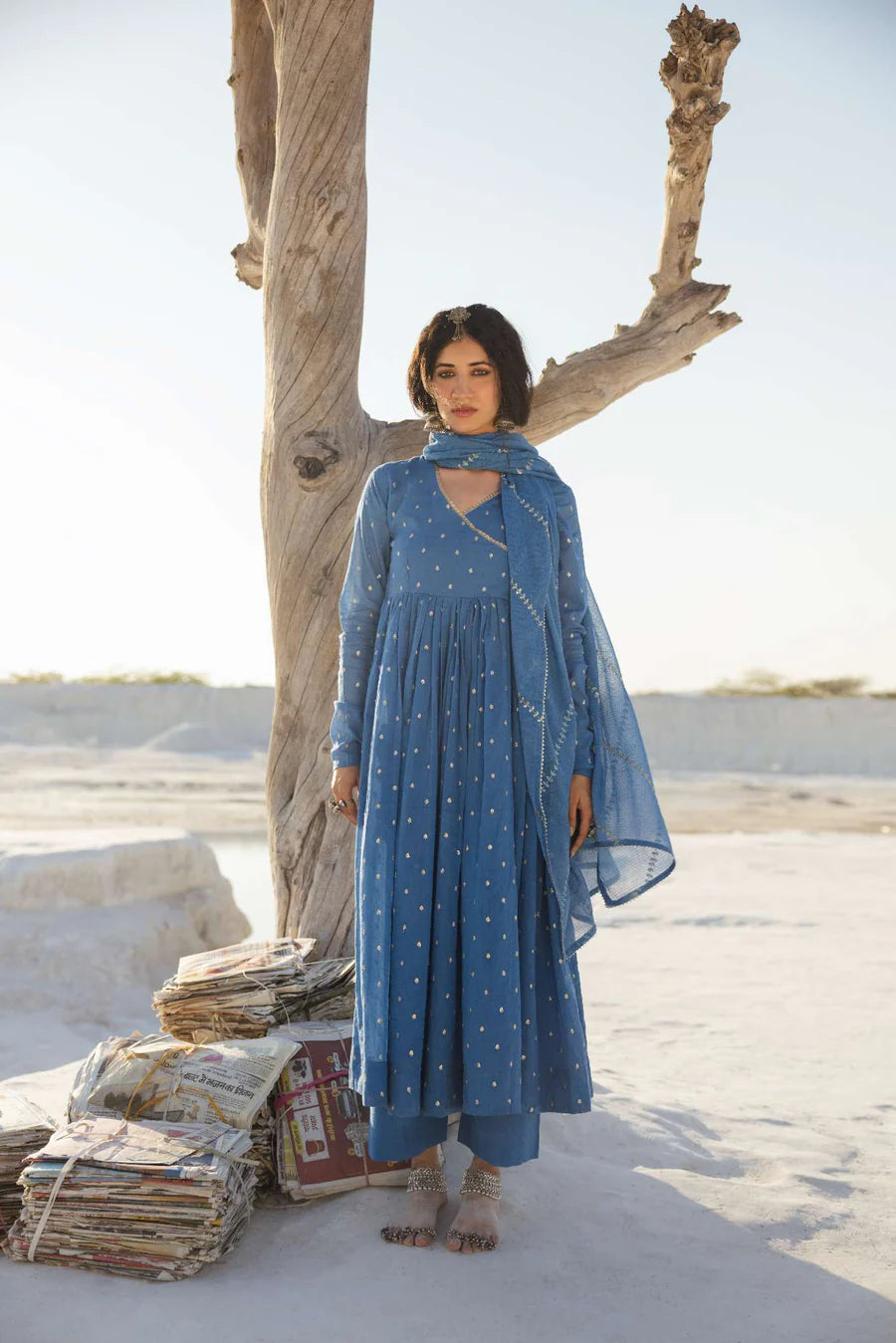 ROYAL BLUE MUL COTTON ANARKALI SET