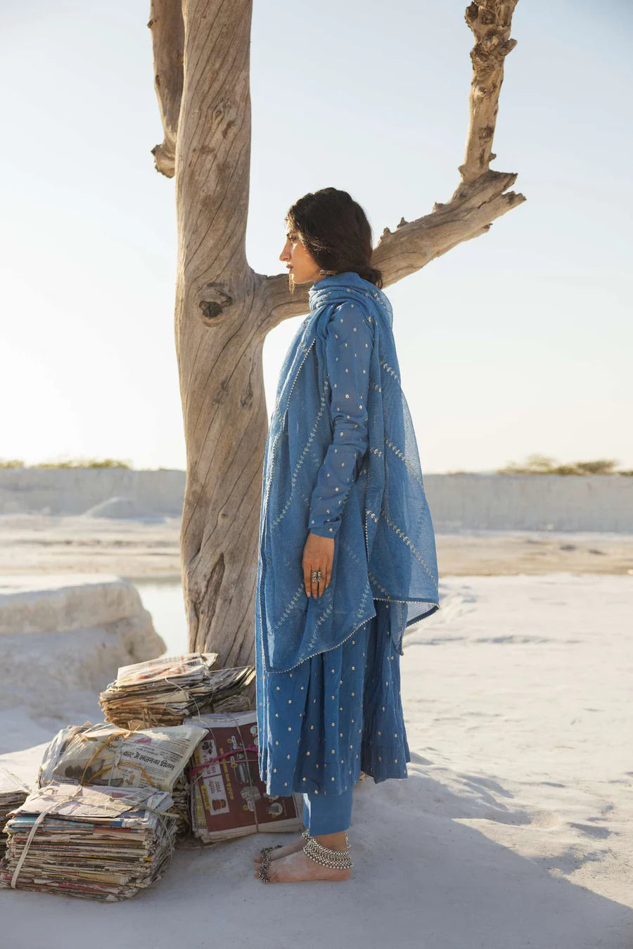 ROYAL BLUE MUL COTTON ANARKALI SET