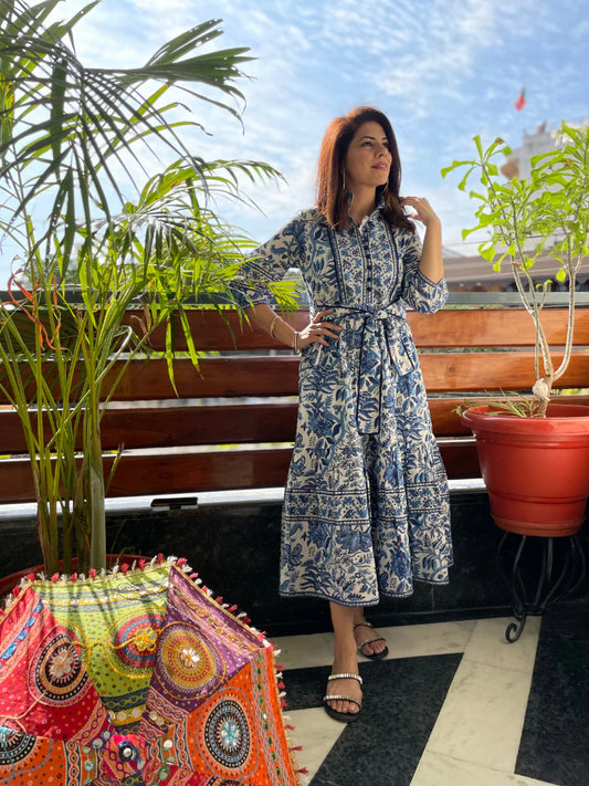 Neelkanth Hand-Block Printed Dress