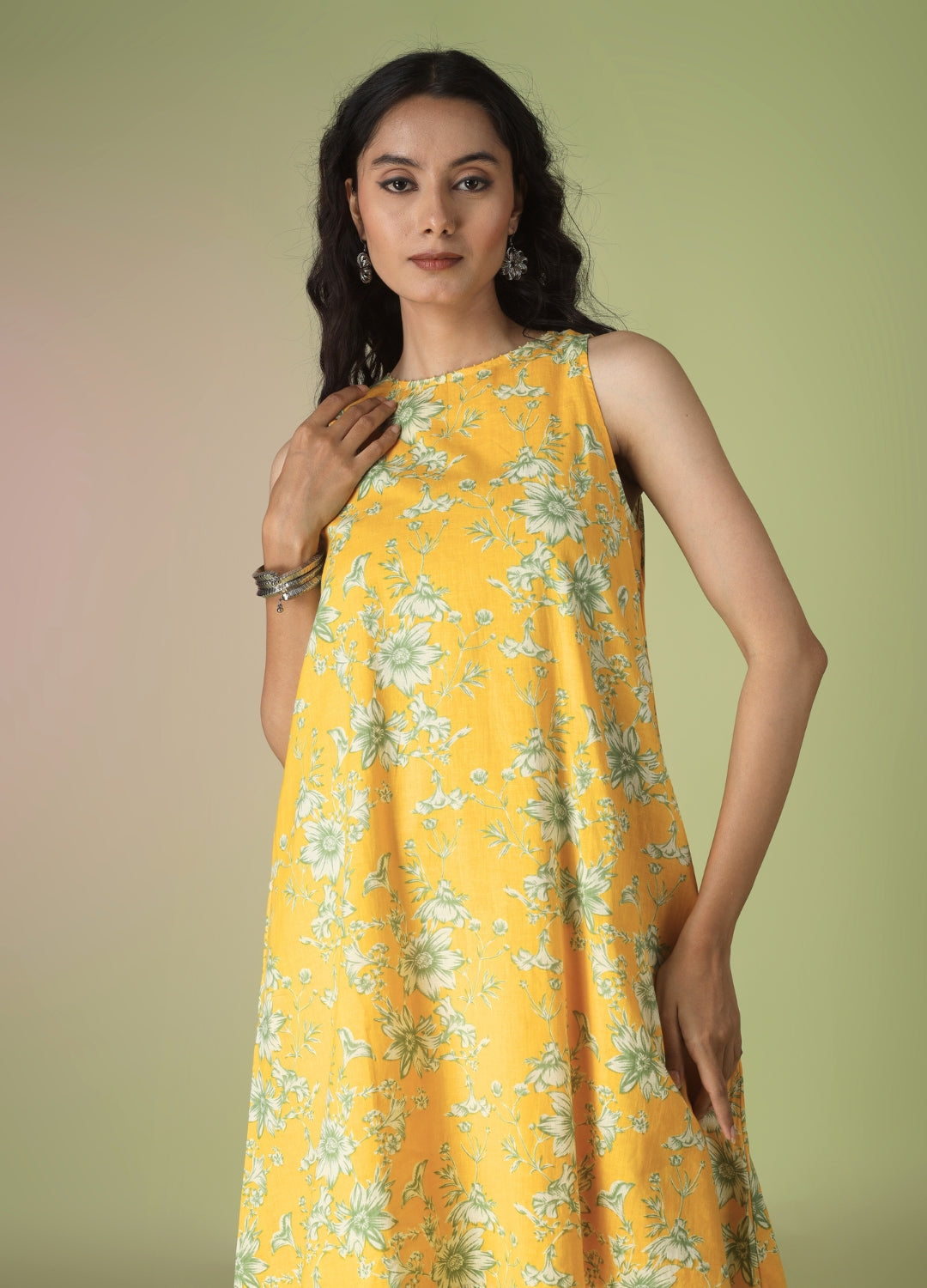 Yellow Sleeveless Kurta with Flared Pants