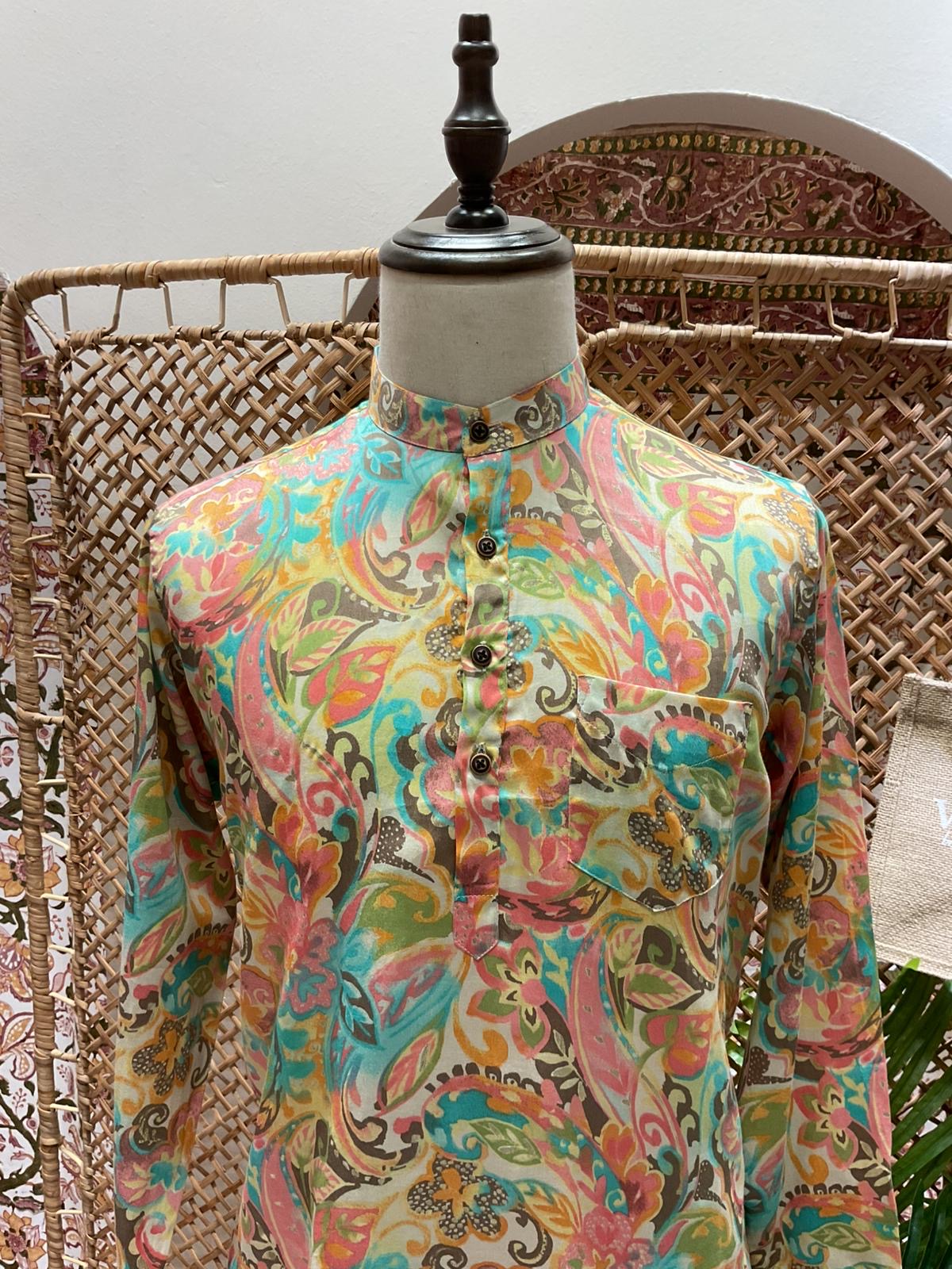 Rainbow Patterned Short Kurta