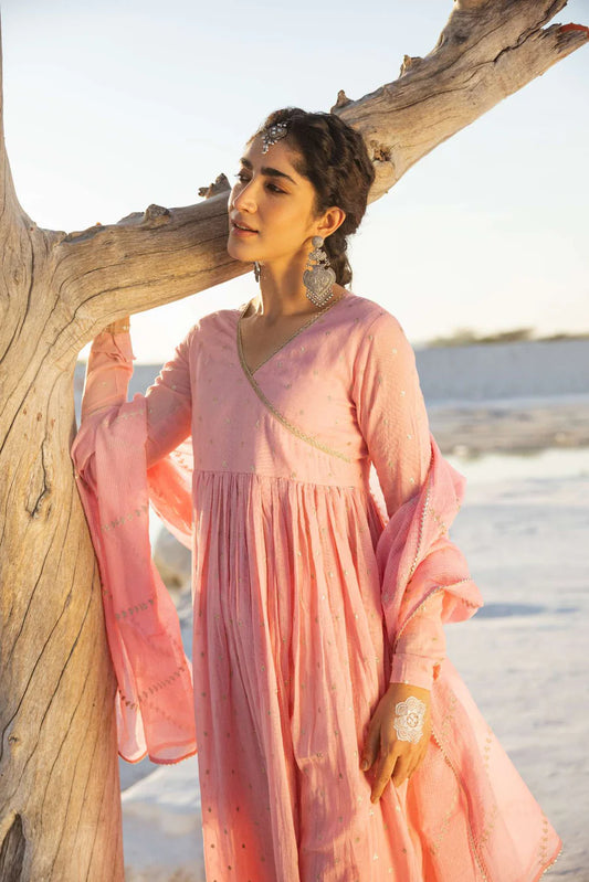 ROSE PINK MUL COTTON ANARKALI SET