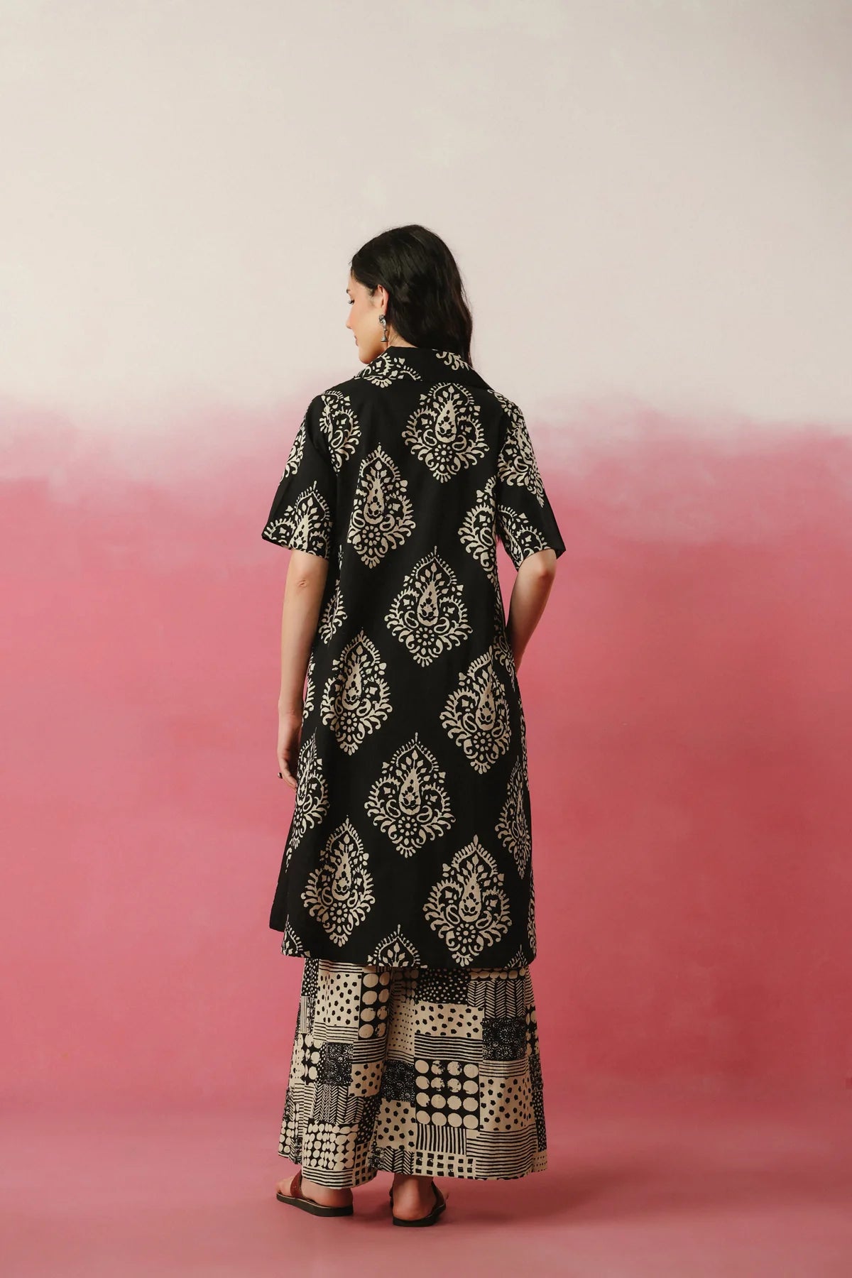 Black Printed Relaxed Fit Kurta Set