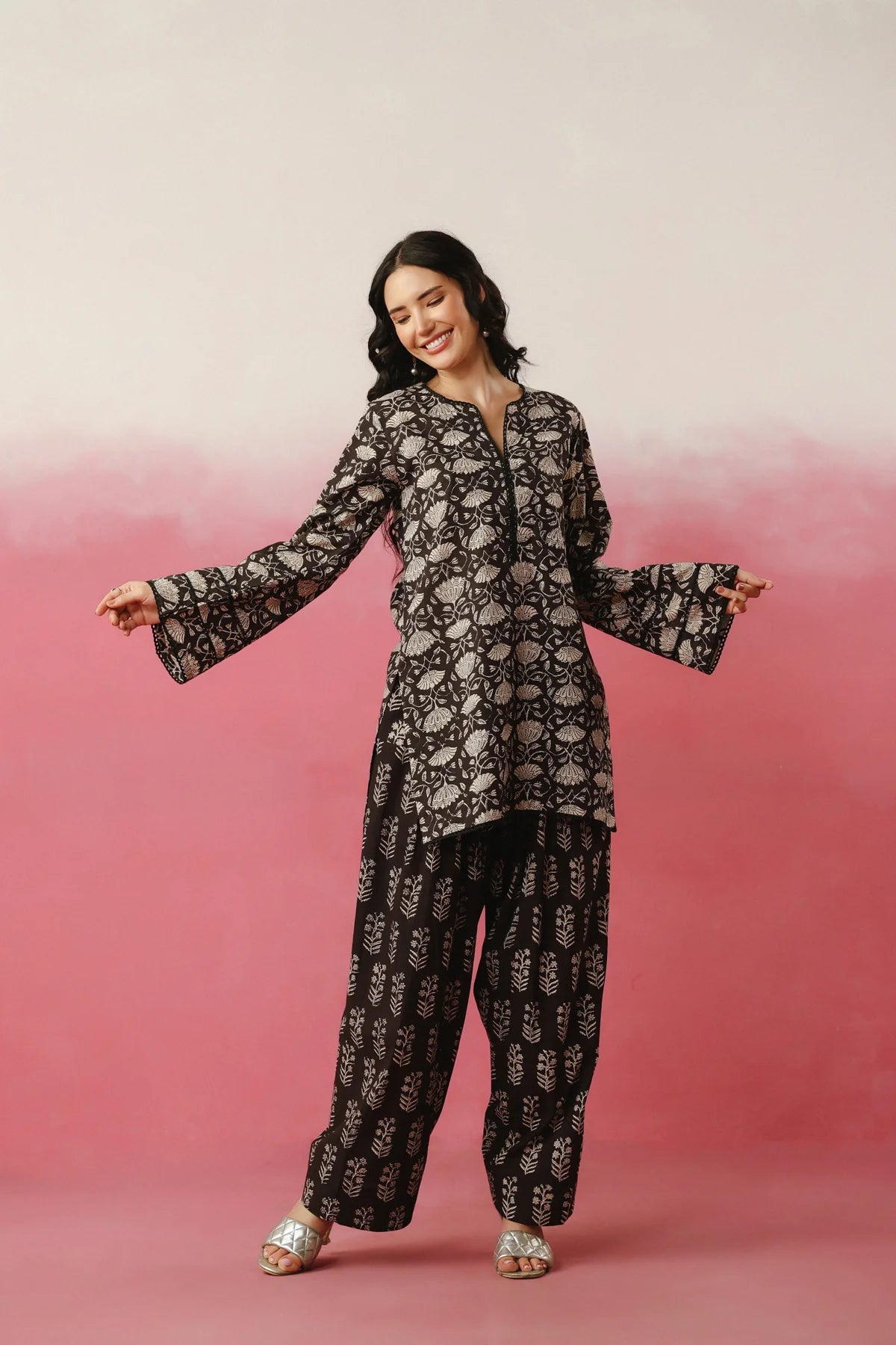 Pure Cotton Hand Block Printed Farshi Kurta Set