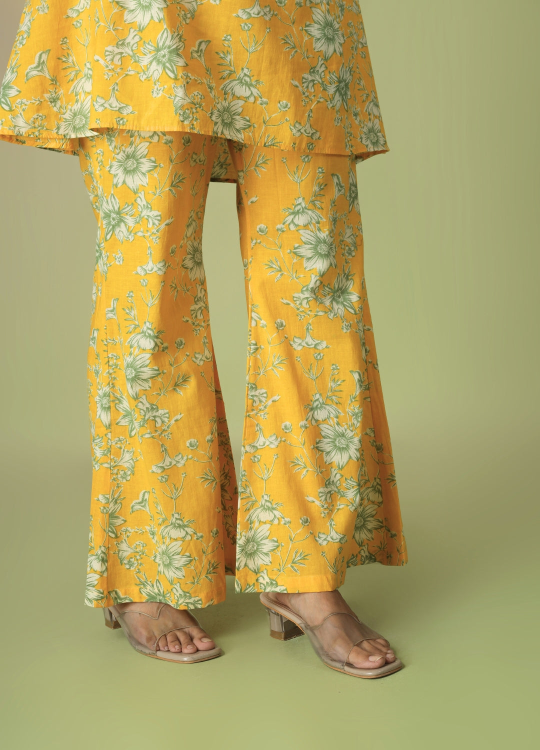 Yellow Sleeveless Kurta with Flared Pants