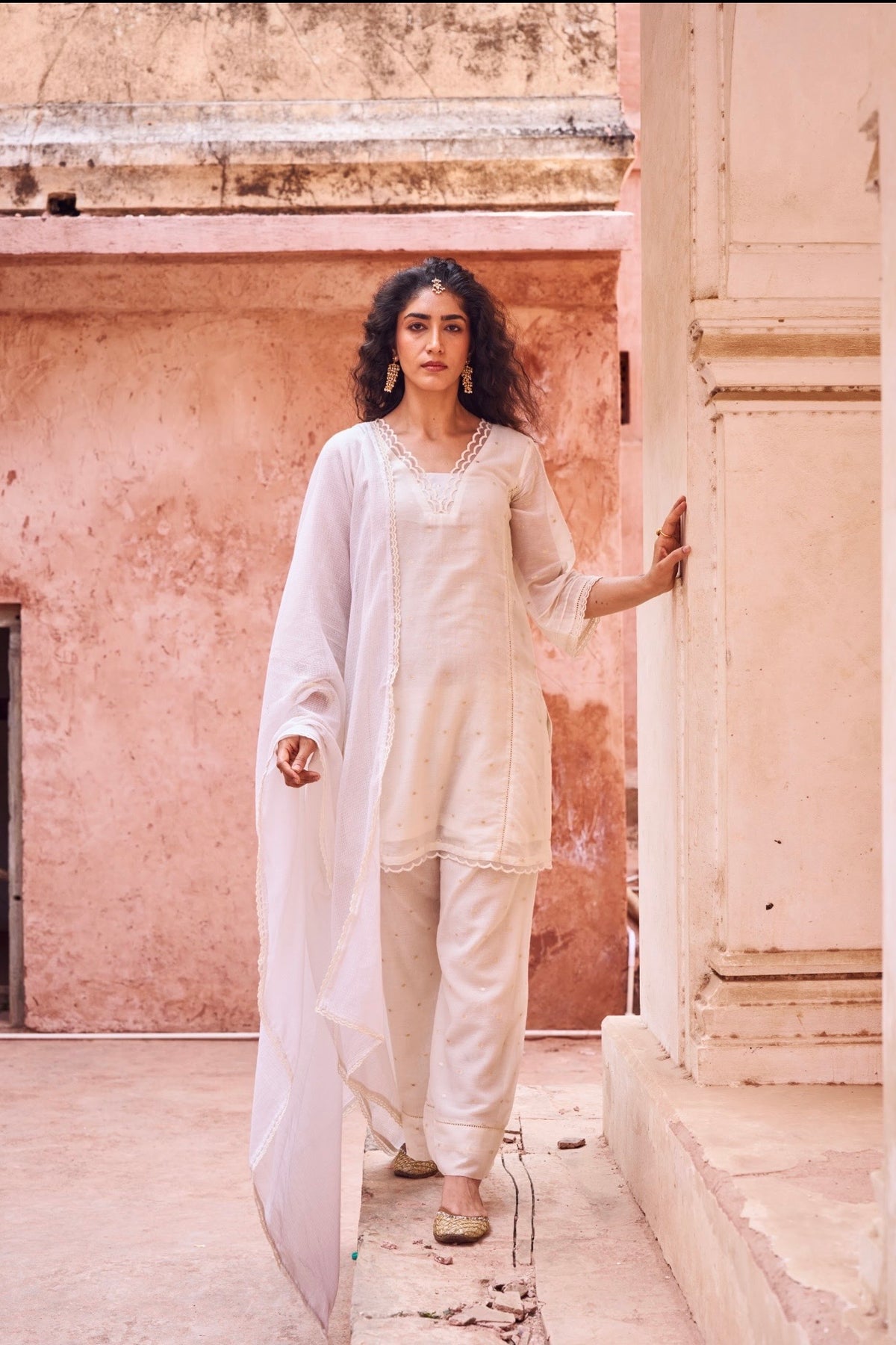 OFF WHITE MUL COTTON SUIT SET