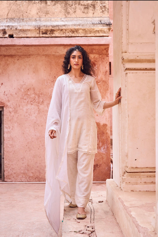 OFF WHITE MUL COTTON SUIT SET