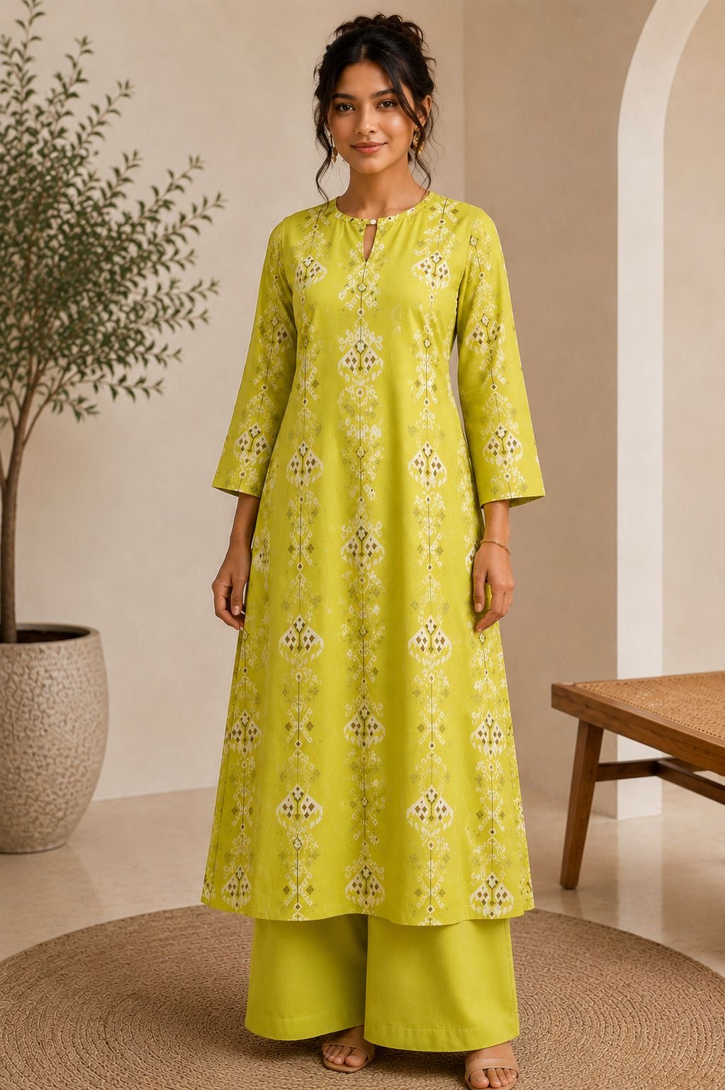 Lime Sleeved Co-Ord Set
