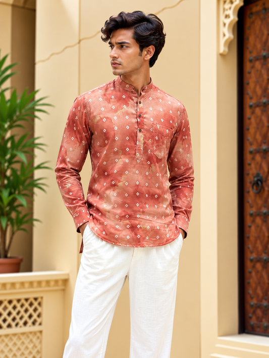 Pink Tie Dye Short Kurta