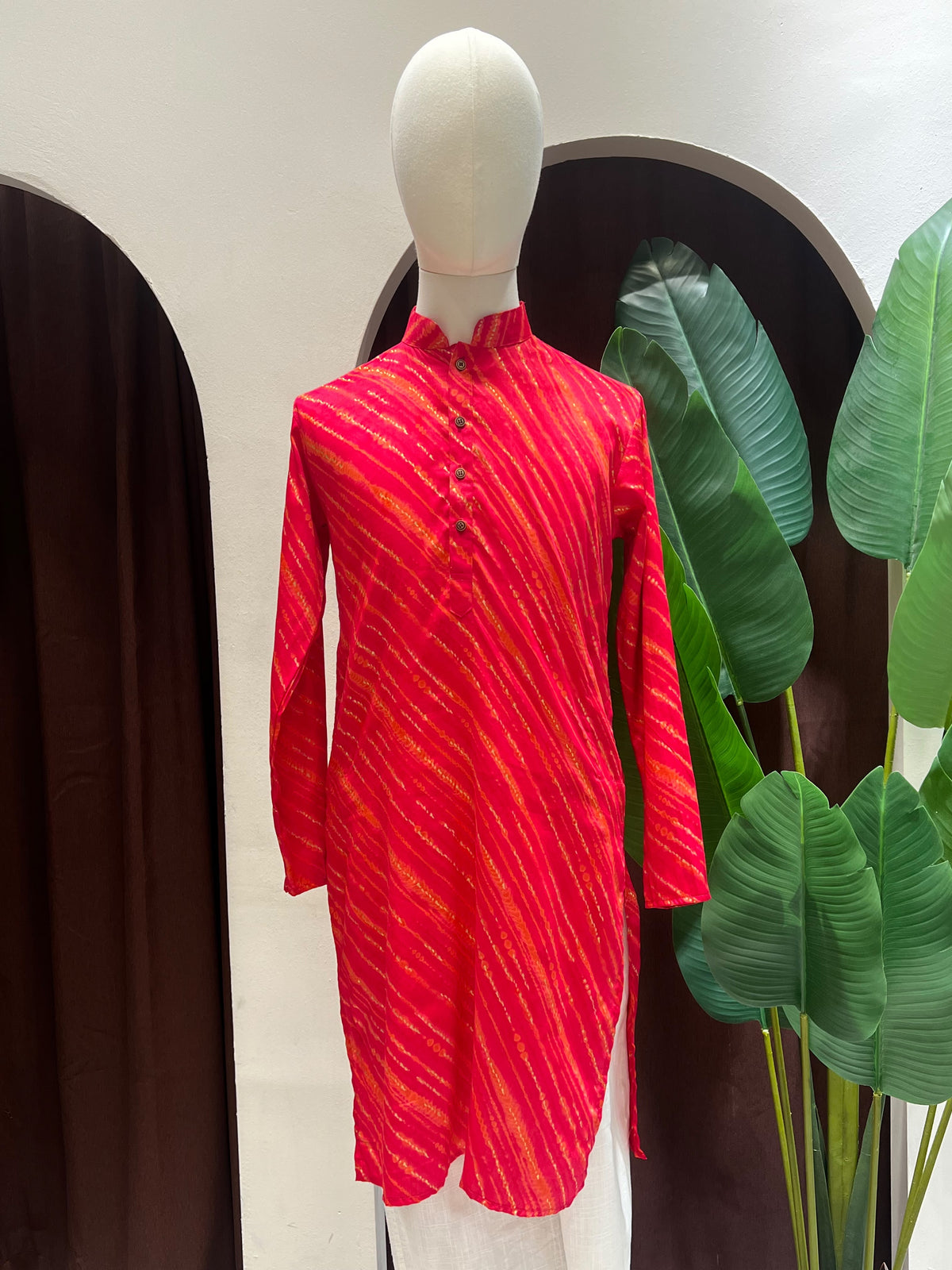 Red/Pink Printed Long Kurta