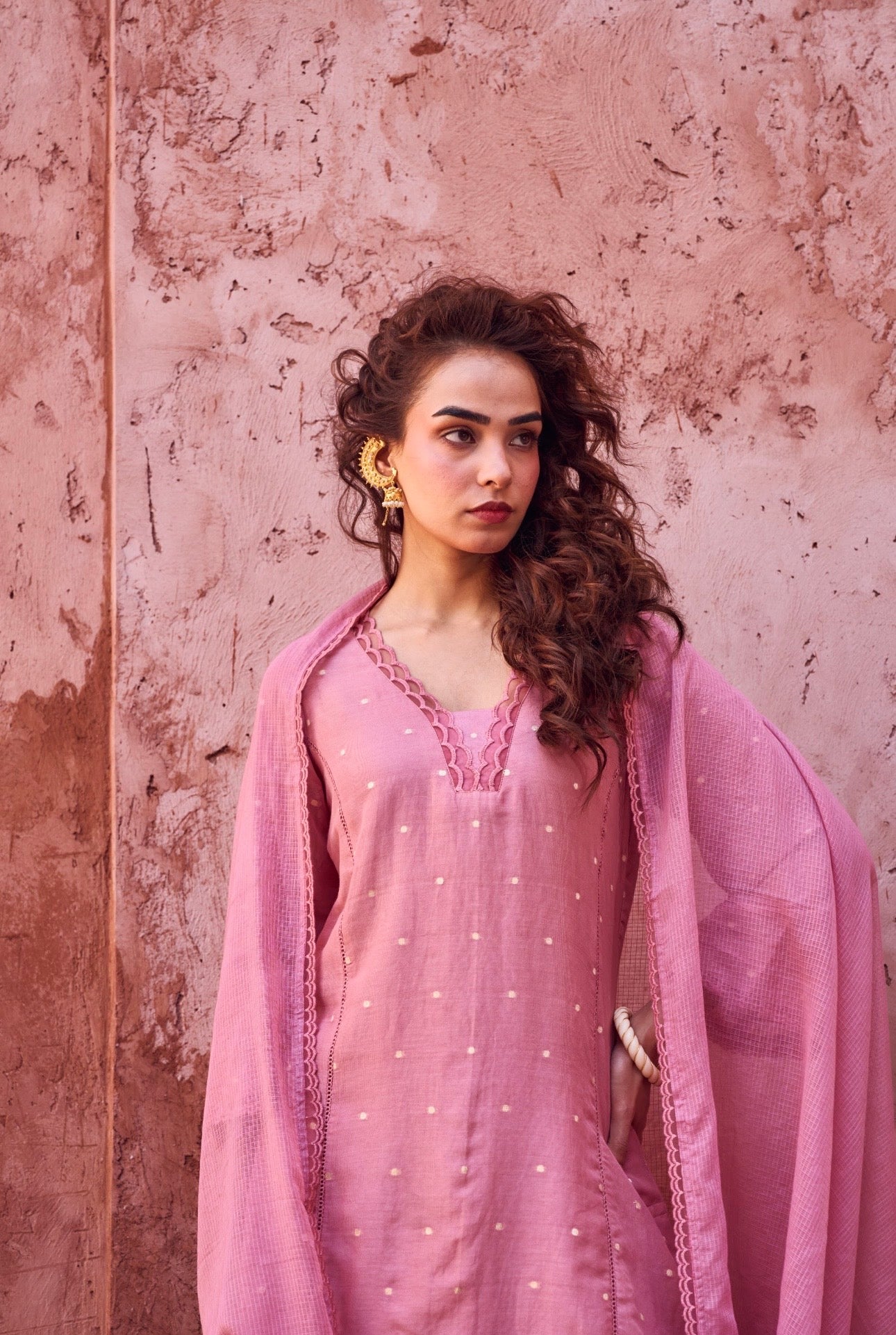 ROSE PINK MUL COTTON SUIT SET