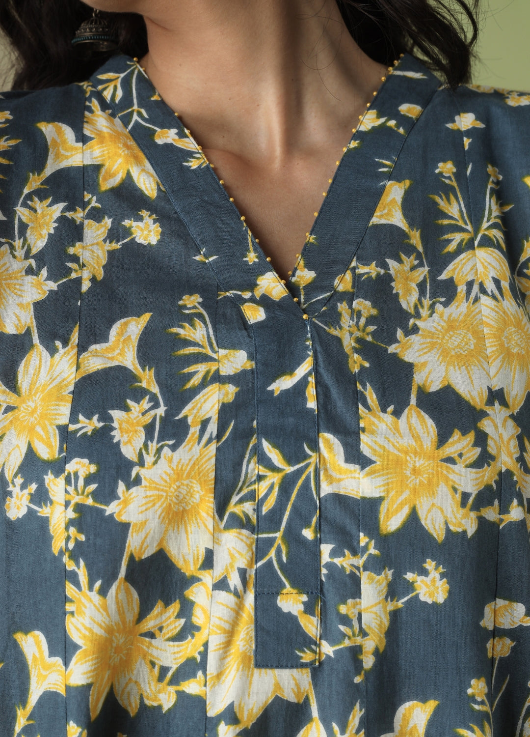 Blue Short Kurta with Tulip Pant Suit Set