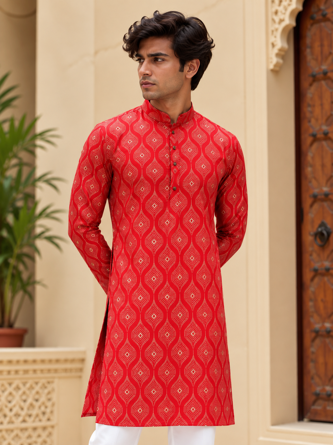 Red Bandhani Long Kurta