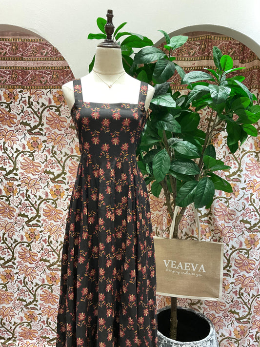 Black Thick Strap Maxi Dress - Butti