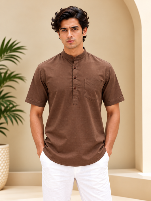 Brown Kurta with Pocket