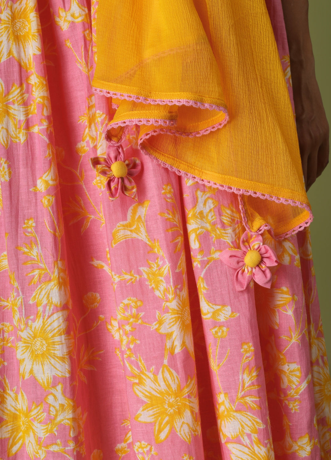 Pink Printed Cross Anarkali Suit Set