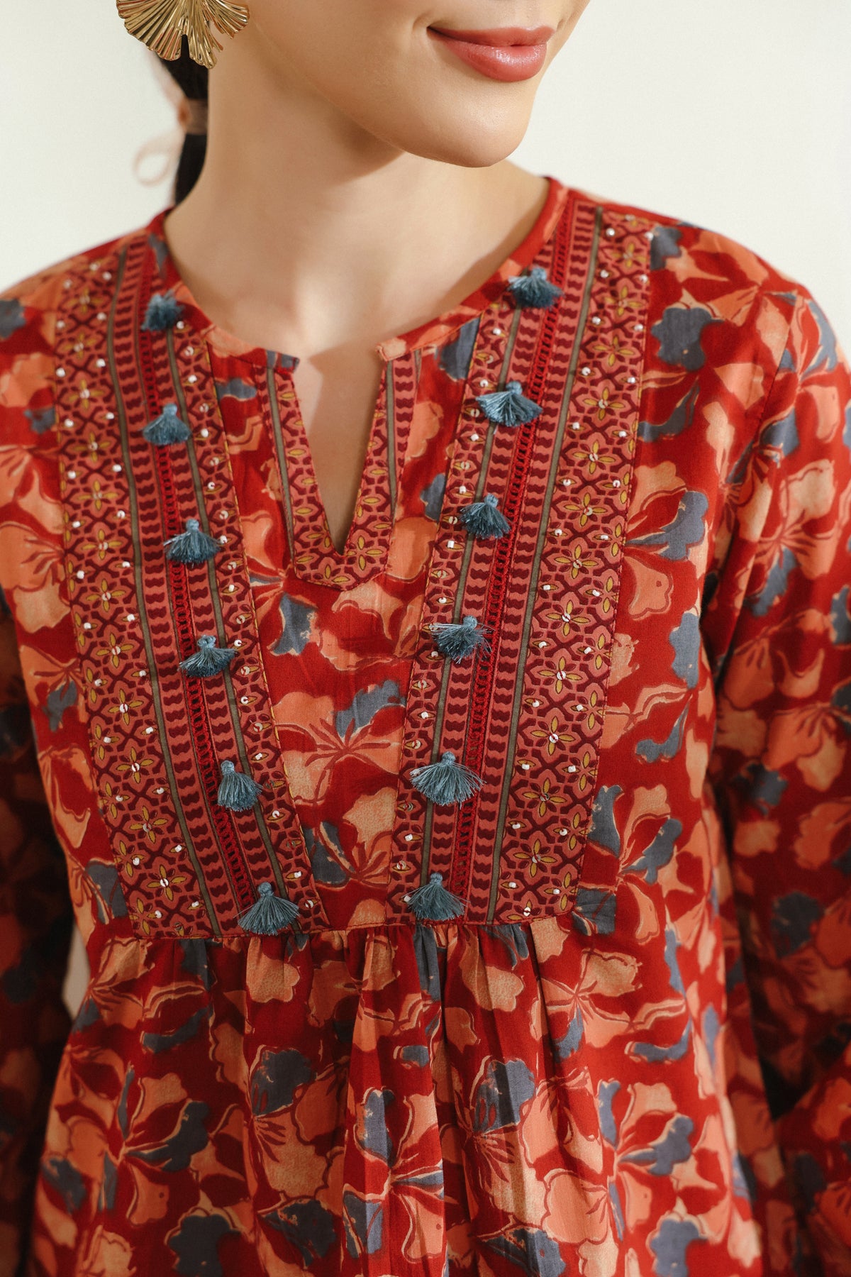 Red and Blue Cotton Top