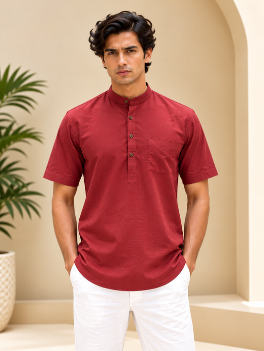 Berry Red Kurta with Pocket