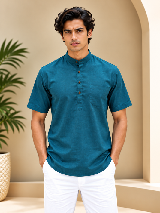 Cerulean Blue Kurta with Pocket