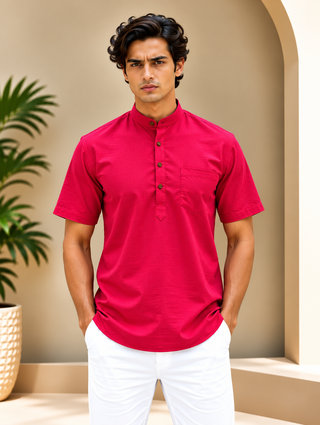 Fuchsia Kurta with Pocket
