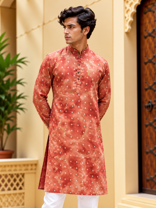 Pink Tie Dye Long Kurta