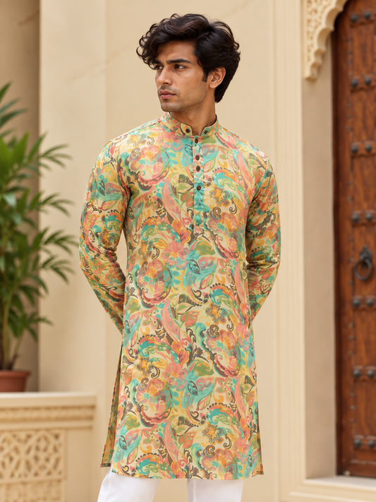 Rainbow Patterned Long Kurta