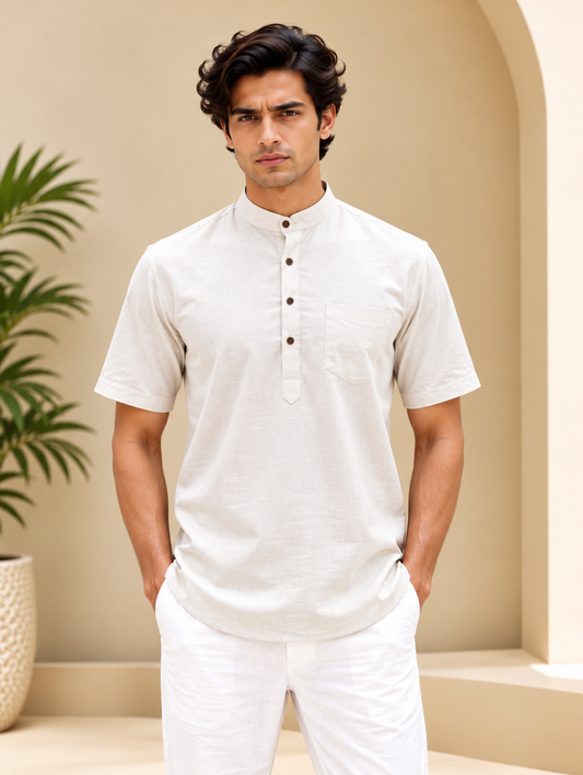 White Kurta with Pocket