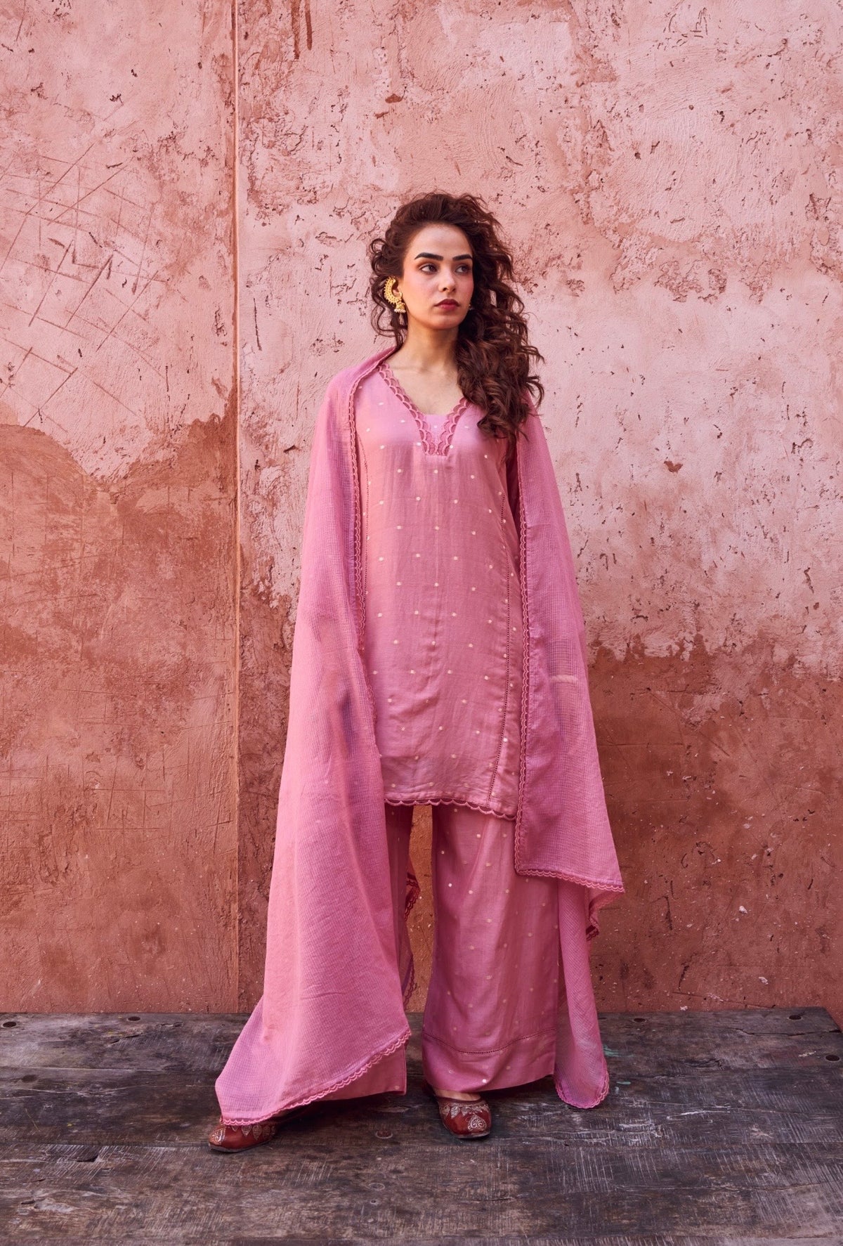 ROSE PINK MUL COTTON SUIT SET